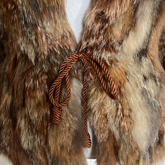Vintage Luxurious Brown/Tan/Cream Fur Jacket with Cord Tie at Waist - Unbranded - Picture 3 of 12